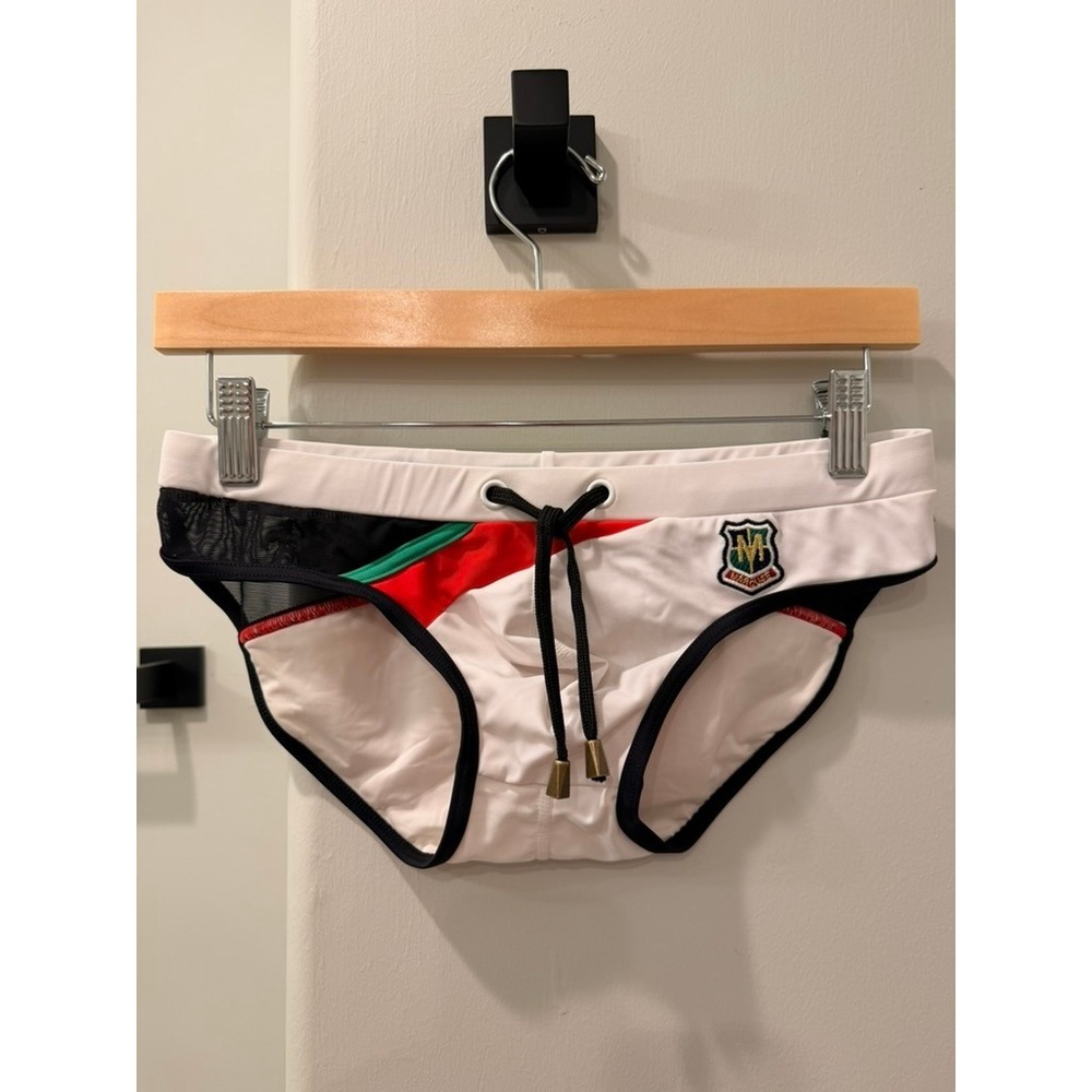 Marcuse Swim Brief Mens Small White Colorblock Mesh Athletic Designer